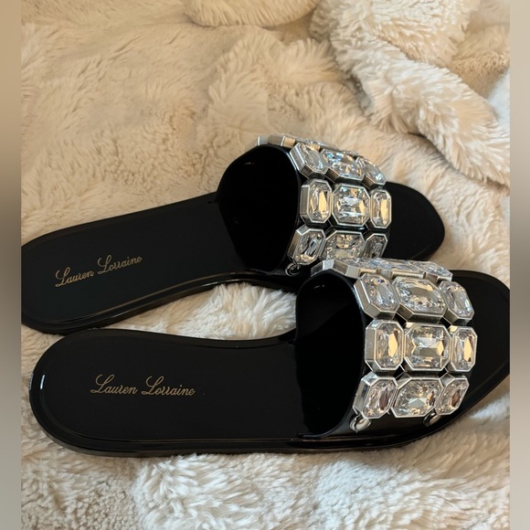Lauren Lorraine Black Embellished Women's Slides/Sandals - Picture 2 of 7